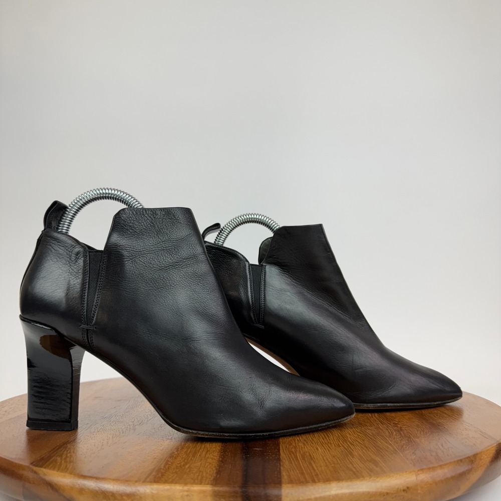 Womens Reed Krakoff Black Leather Heeled Ankle Booties Boots‎ Size 38 US 8 M GUC